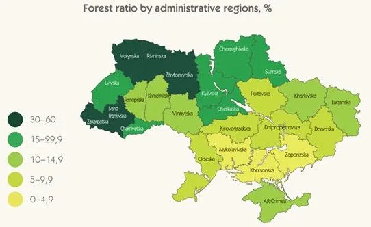 карта лесов украины